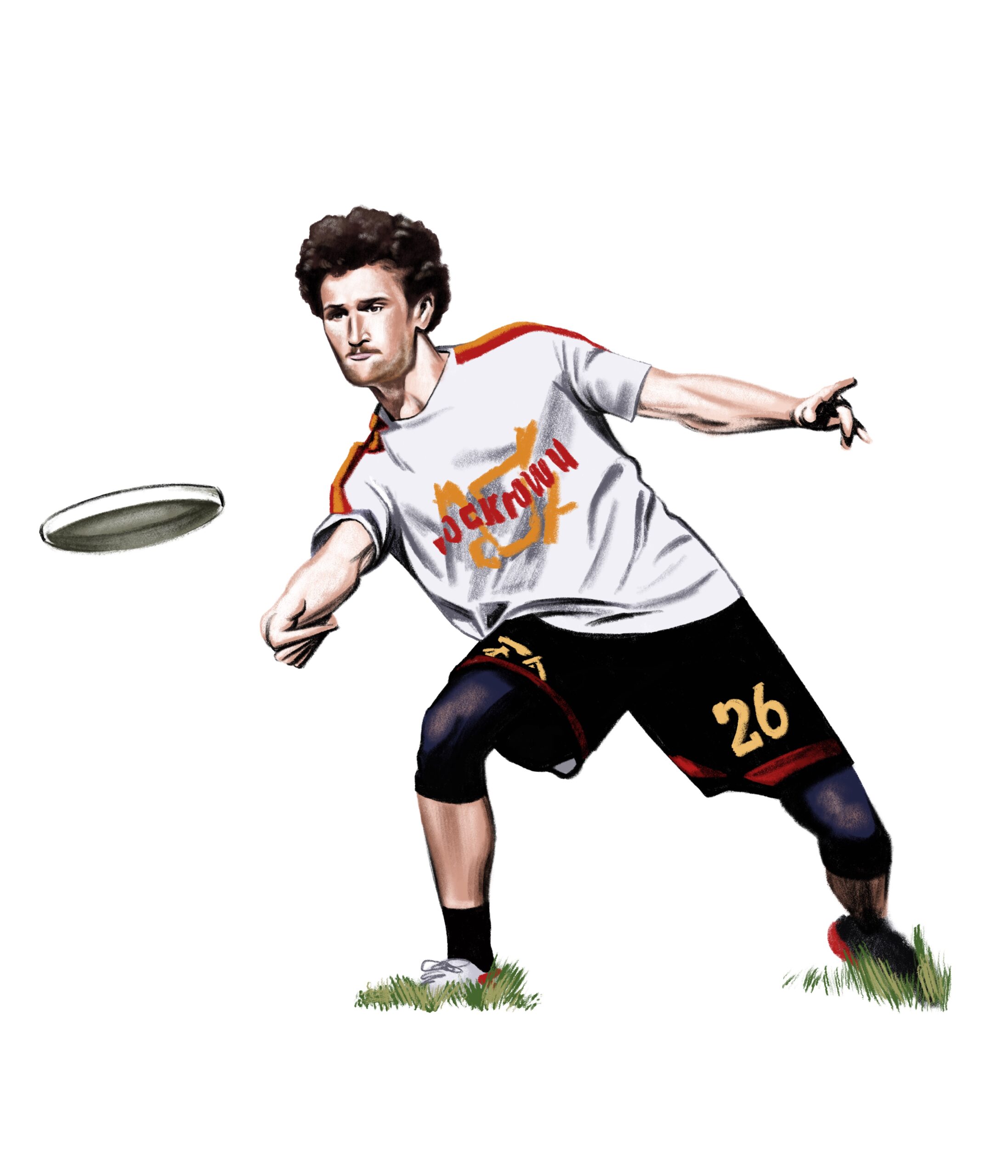 Illustration of Daniel Brunker playing Ultimate Frisbee